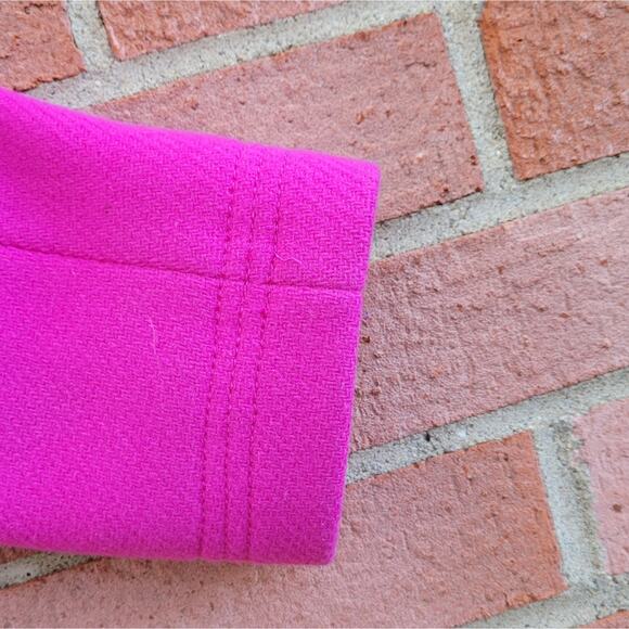 J. Crew majesty pea coat in hot pink stadium cloth blogger favorite size 2 - Picture 8 of 11